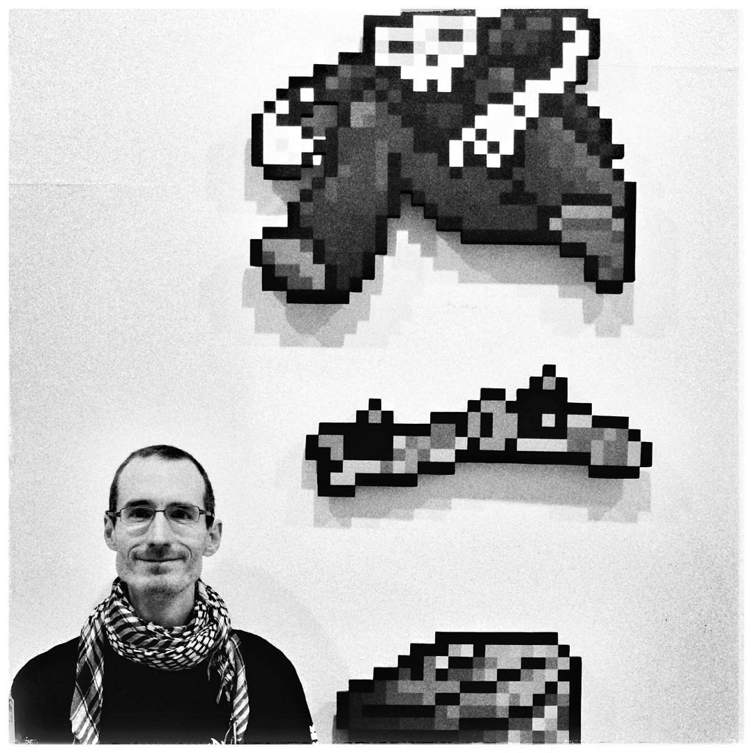 Jürgen Blümlein, skater, artist, curator, and main man behind the infront of his artwork. @skateboardmuseum
