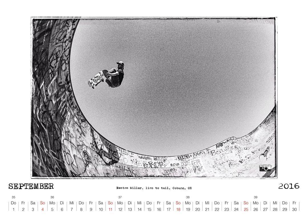 Bailgun wall calendar, September 2016 - Renton Millar, lien air at the Coburg kidney pool a few years back.com @rentonmillar