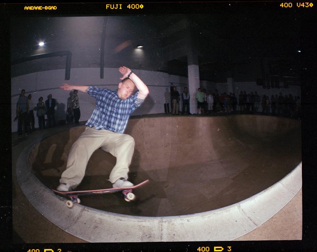 with Claus Grabke and a speedy grind at the Simparch Bowl, Documenta lX, Kassel, 2002 @clausgrabke.com #67 #120